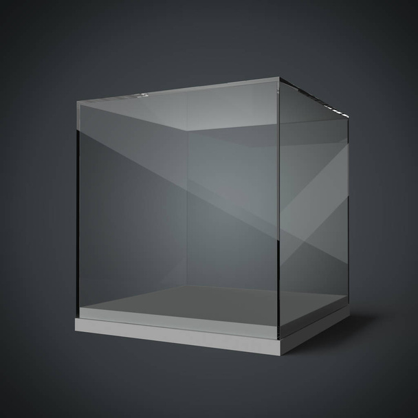 Glass showcase cube empty inside - Fotoğraf, Görsel