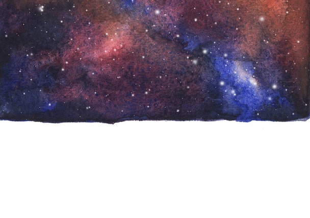 Watercolor galaxis ég háttér csillagok. kozmikus elrendezés szóközzel szöveg. - Fotó, kép