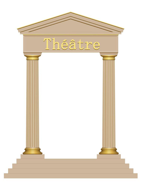 3D Ancient theater with four columns isolated on white background   - Vector, Image