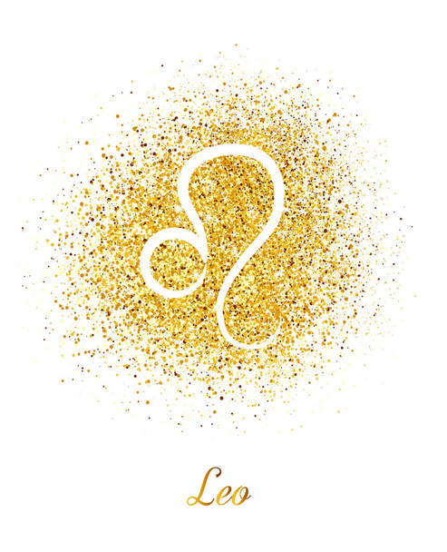 Zodiac sign Leo on gold background - Вектор, зображення