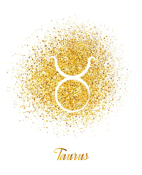 Zodiac sign Taurus on gold background - Вектор,изображение