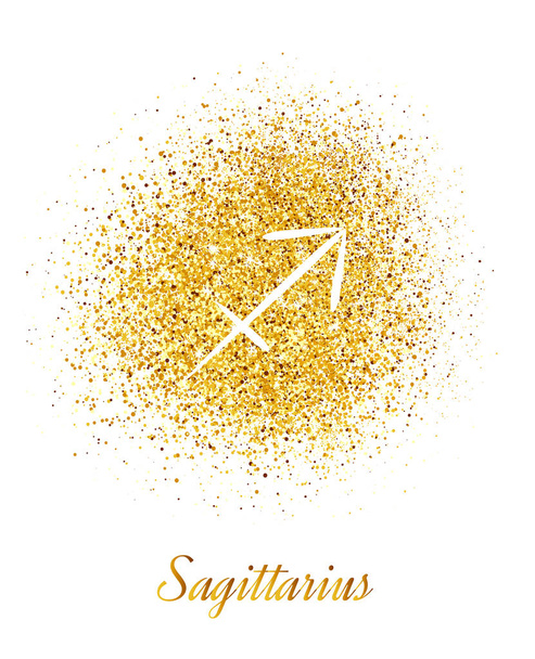Zodiac sign Sagittarius on gold background - Вектор, зображення