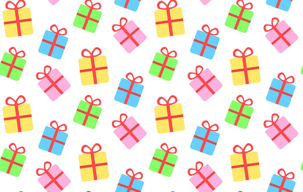 Muster mit Geschenken. nahtloser Hintergrund zum Einwickeln von Geschenkboxen. - Vektor, Bild