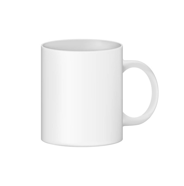 Una maqueta de copa blanca. Una taza de café o té. Una taza limpia está lista para su uso y para su diseño
. - Vector, Imagen