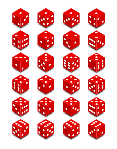 Een dobbelsteen. Isometrische dobbelstenen. Rode game cubes .Vector illustratie. - Vector, afbeelding