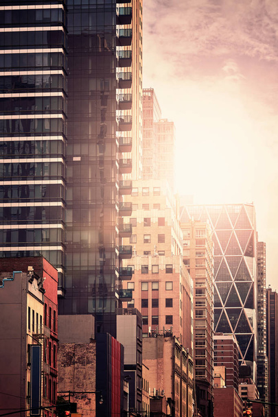 New York cityscape at sunset, USA. - Foto, Bild