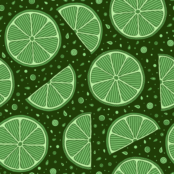 Lime seamless pattern. Colorful sketch limes. - Vetor, Imagem