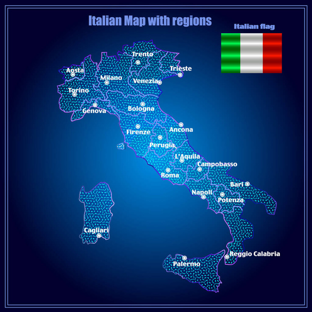 Mapa Itálie. Jasná ilustrace s barevnou italskou mapou. Mapa Itálie s italskými regiony. - Fotografie, Obrázek