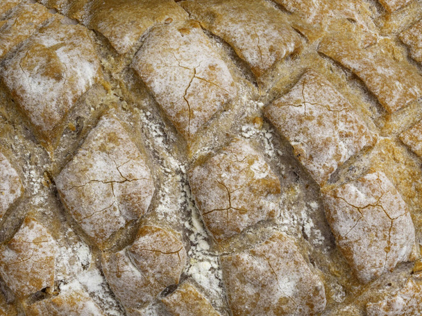freshly whole baked bread, fresh baking background, close up - Фото, изображение