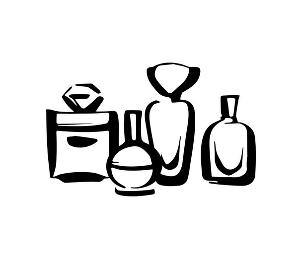 Perfume fragrance bottle sketch on white background - Vector, Image