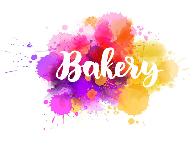 Bakery lettering on watercolor background - Вектор, зображення