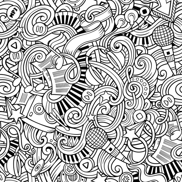 Kézzel rajzolt karikatúra doodles zene zökkenőmentes minta - Fotó, kép