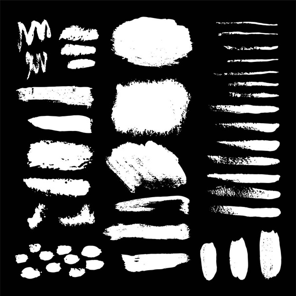 set of grunge black paint, ink brush strokes. brush strokes collection. Dirty grunge artistic design elements, backgrounds, textures, brushes. - Vector, Image