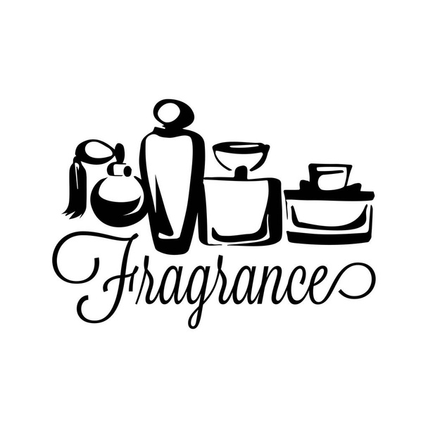 Perfume fragrance bottle sketch on white background - Vector, Image