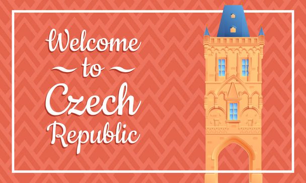 Cartoon greeting card to the Czech Republic, vector illustration - Vector, Image