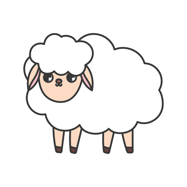sheep animal cartoon on white background - Vektor, Bild