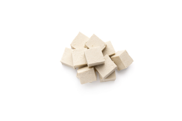 Cubes of fresh soybean Tofu cheese isolated on white - Photo, Image