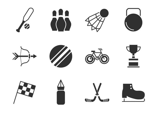 pictogram equipamento desportivo ícones relacionados conjunto - Vetor, Imagem