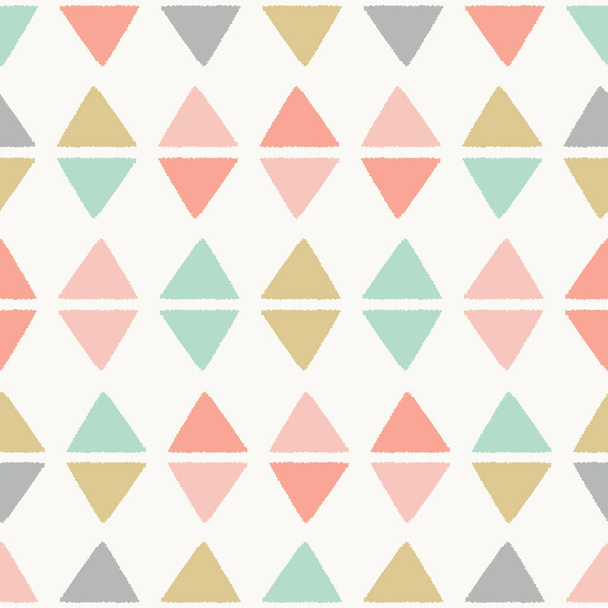 Textured triangles in a geometric diamond seamless vector pattern. A sweet repeat design background ideal for children and baby projects. - Vector, Image