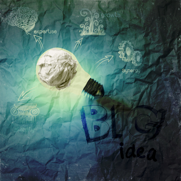 big idea diagram on crumpled paper background as concept - Photo, Image