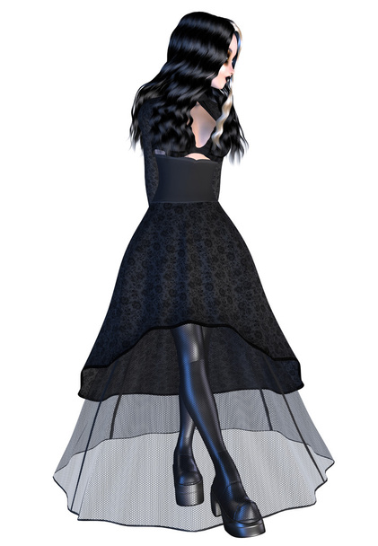 Girl in black gothic dress - Photo, Image