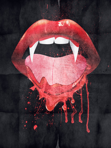 grunge βαμπίρ χείλη - Φωτογραφία, εικόνα