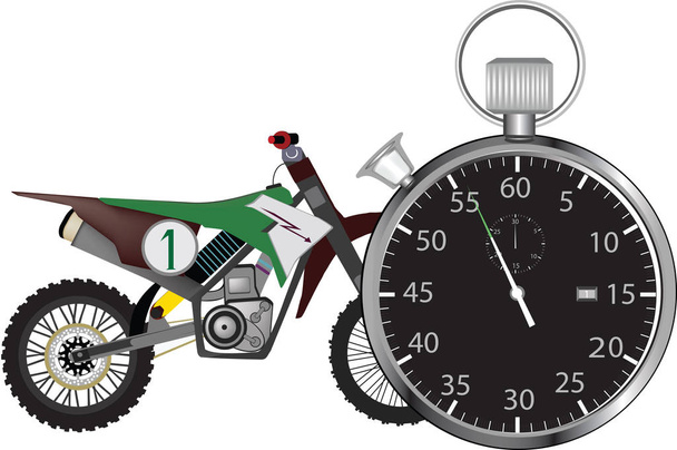 αθλητικές μοτοσικλέτες motocross και χρονόμετρο - Διάνυσμα, εικόνα