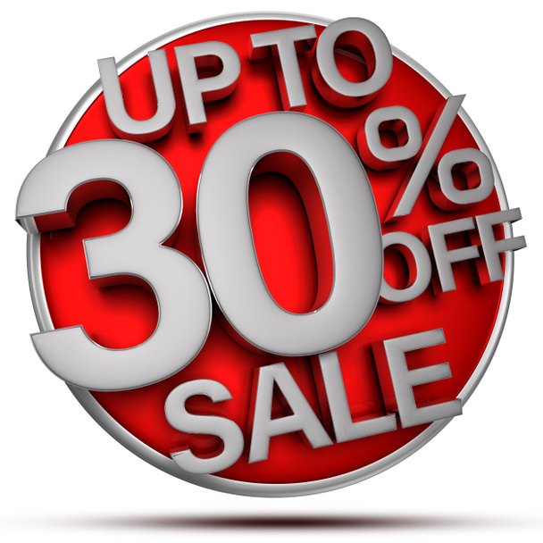 Up to 30% off sale 3d rendering on white background.(with Clipping Path). - Photo, Image
