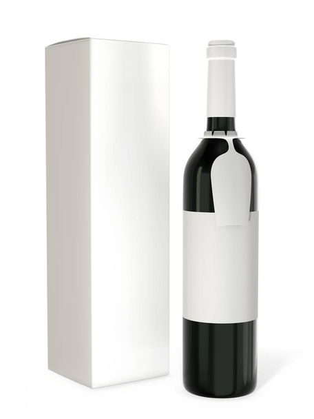Wine bottle mockup with blank label isolated on white background - Fotó, kép