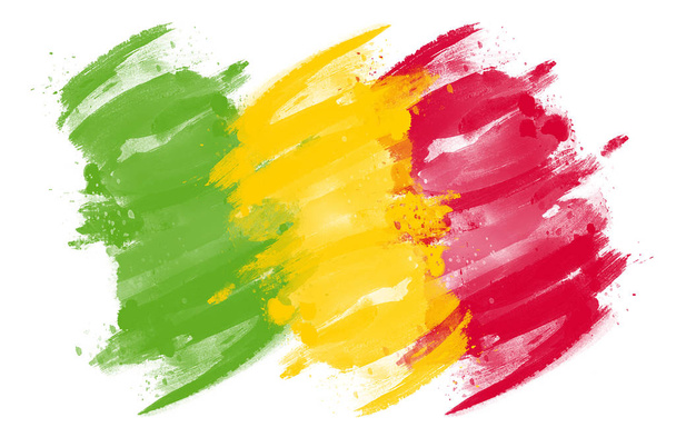 Bandera de Malí pintada con pincel
 - Foto, Imagen