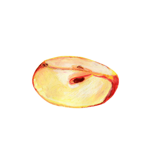 Egy darab vörös alma elszigetelt fehér alapon. - Fotó, kép