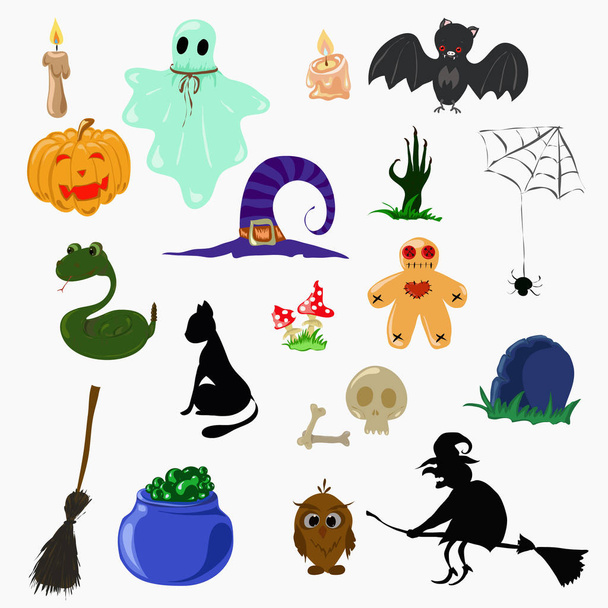 Collection of halloween silhouettes icon and character. - Foto, Imagen