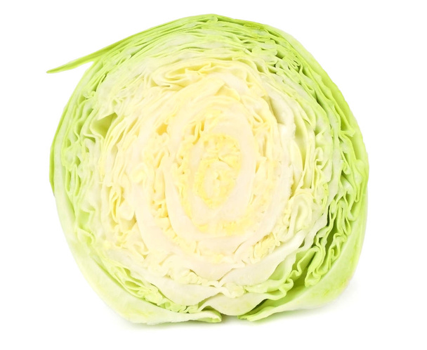 Cut of green cabbage isolated on white background  - Zdjęcie, obraz