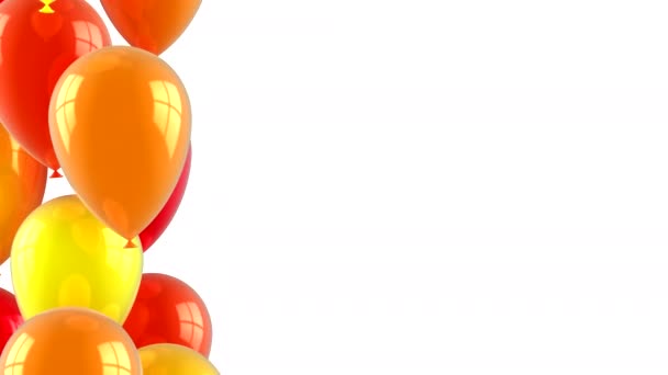 Ballonnen vliegen omhoog. Witte achtergrond, lus (151-600 frames), 2 in 1, gemaakt in 4k, 3d animatie - Video