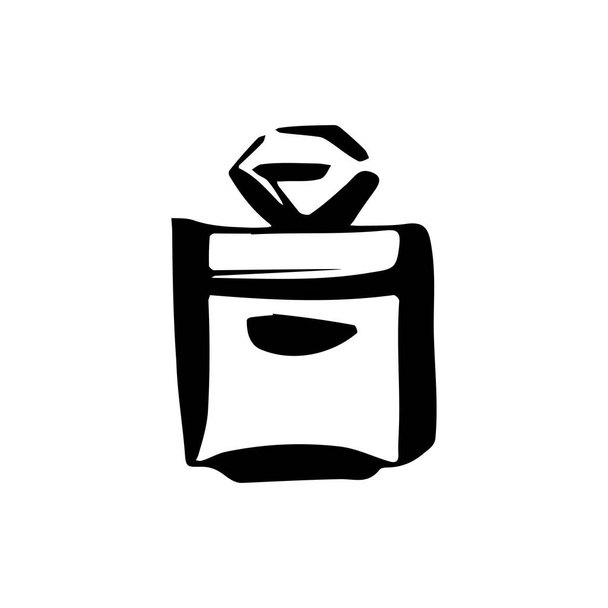 Bosquejo de la botella de fragancia de perfume sobre fondo blanco
 - Vector, imagen