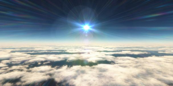 pilvien yläpuolella auringonsäde, 3d renderöinti
 - Valokuva, kuva