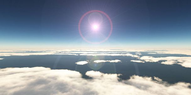 pilvien yläpuolella auringonsäde, 3d renderöinti
 - Valokuva, kuva