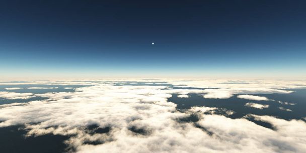 над облаками солнечный луч, 3d рендеринг
 - Фото, изображение