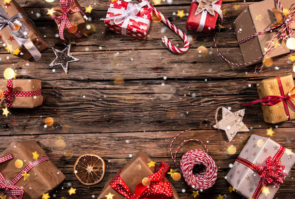 Christmas decoration on wooden background - Zdjęcie, obraz