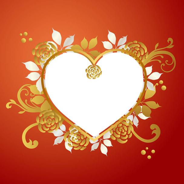 heart frame with roses background - Vettoriali, immagini