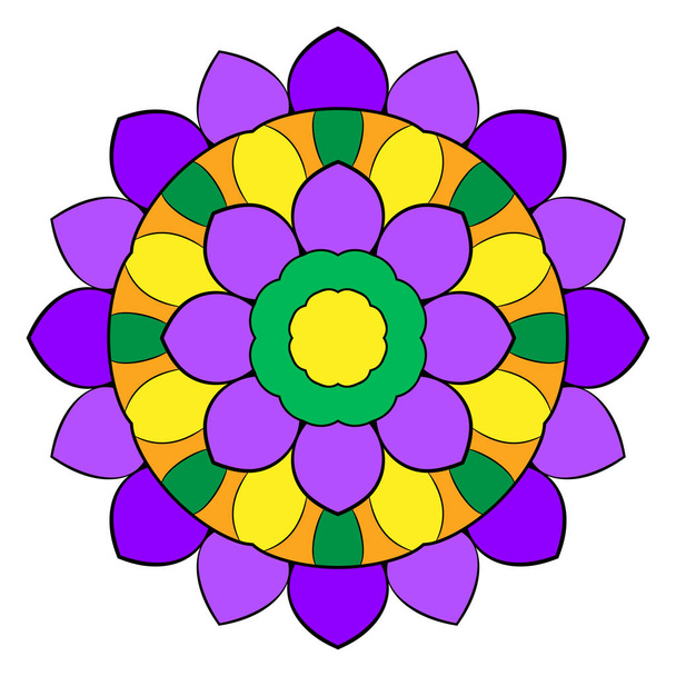 Цветная мандала. Повторяющийся рисунок в круге. A Futi
 - Вектор,изображение