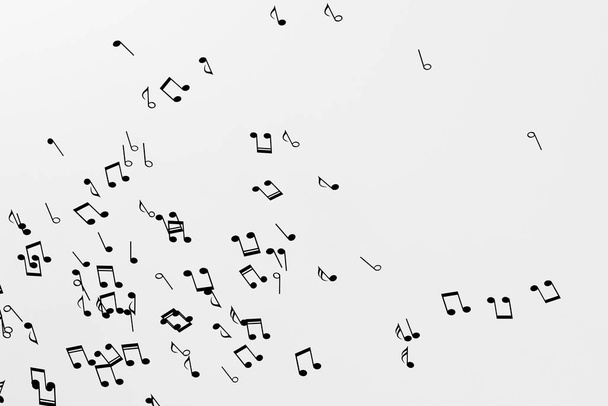 Black music notes with white background, 3d rendering. - Photo, Image