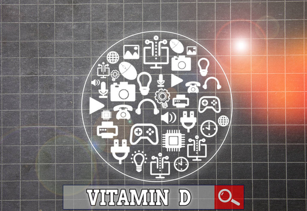 Note d'écriture montrant la vitamine D. Photo d'affaires mettant en valeur les nutriments responsables de l'augmentation de l'absorption intestinale
. - Photo, image