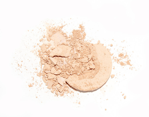 beige nude scattered powder isolated on white background - Photo, Image