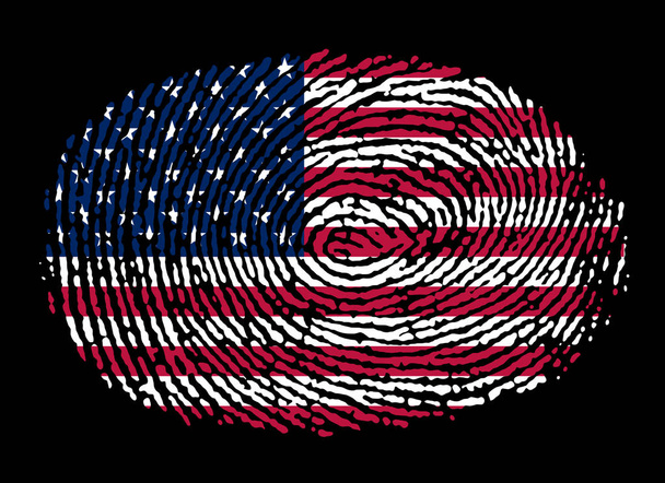 American fingerprint on black background - Fotoğraf, Görsel