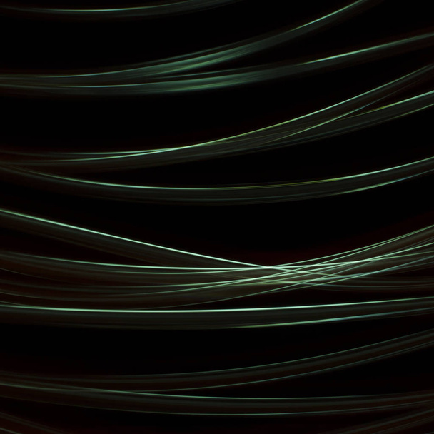 Green light curve lines on a black background 	 - Zdjęcie, obraz