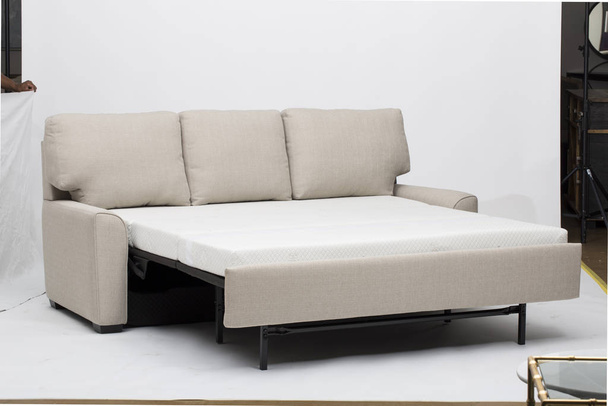 Converteerbare Sofa Bed-White, Flex Loveseat Chaise Sectional Sleeper, Flex Full Size Loveseat Chaise Sleeper Luonto Meubilair - Foto, afbeelding