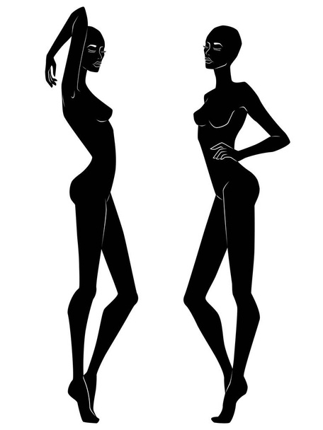 Two silhouette of abstract sensual and elegant ladies - ベクター画像