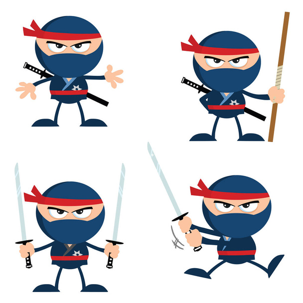 Ninja harcos két Katana - Vektor, kép