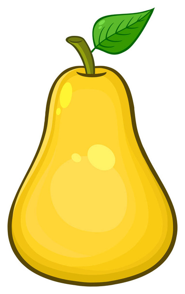 Pear Fruit With Leaf Cartoon Mascot Character - Vetor, Imagem